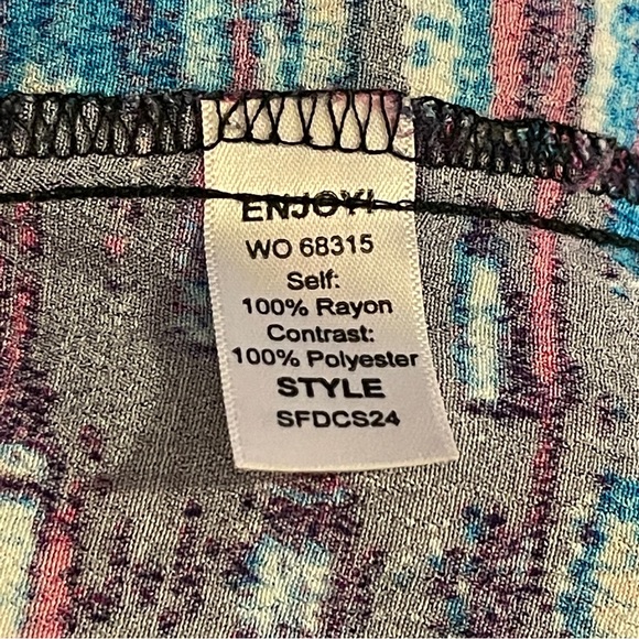 Michael Stars Barcelona Crepe Print Colorful Abstract Shirt Dress Large - Picture 7 of 9